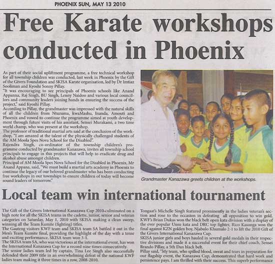 news coverage - Free karate Workshops conducted in Phoenix 1a
