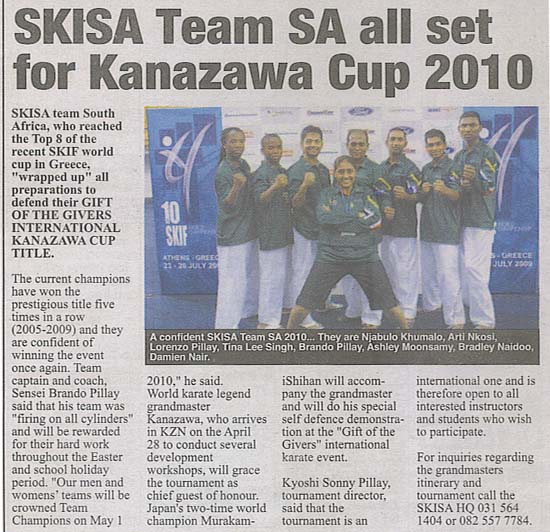 news coverage - SKISA Team SA all set for Kanazawa cup 2010 1a